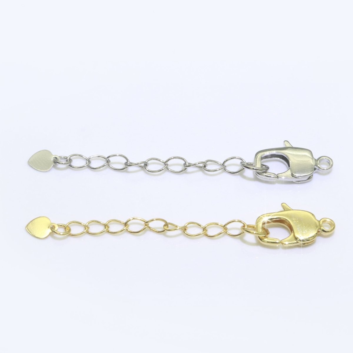 2.5 inch Gold Filled Chain Extender For Necklace Bracelet Supply Component Findings Extenders w/ Heart charm + Lobster Clasp L-504 L-505