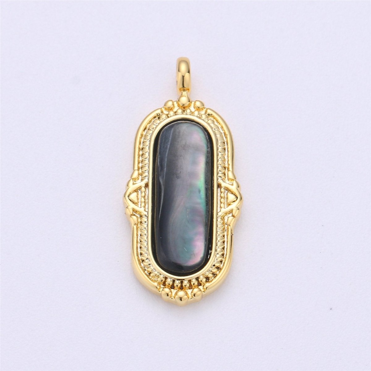 25x12mm Oval Charm, mother of pearl in  24k Gold Filled for Necklace Earring Component Pink White Black Pearl Charm, D-805, D-806