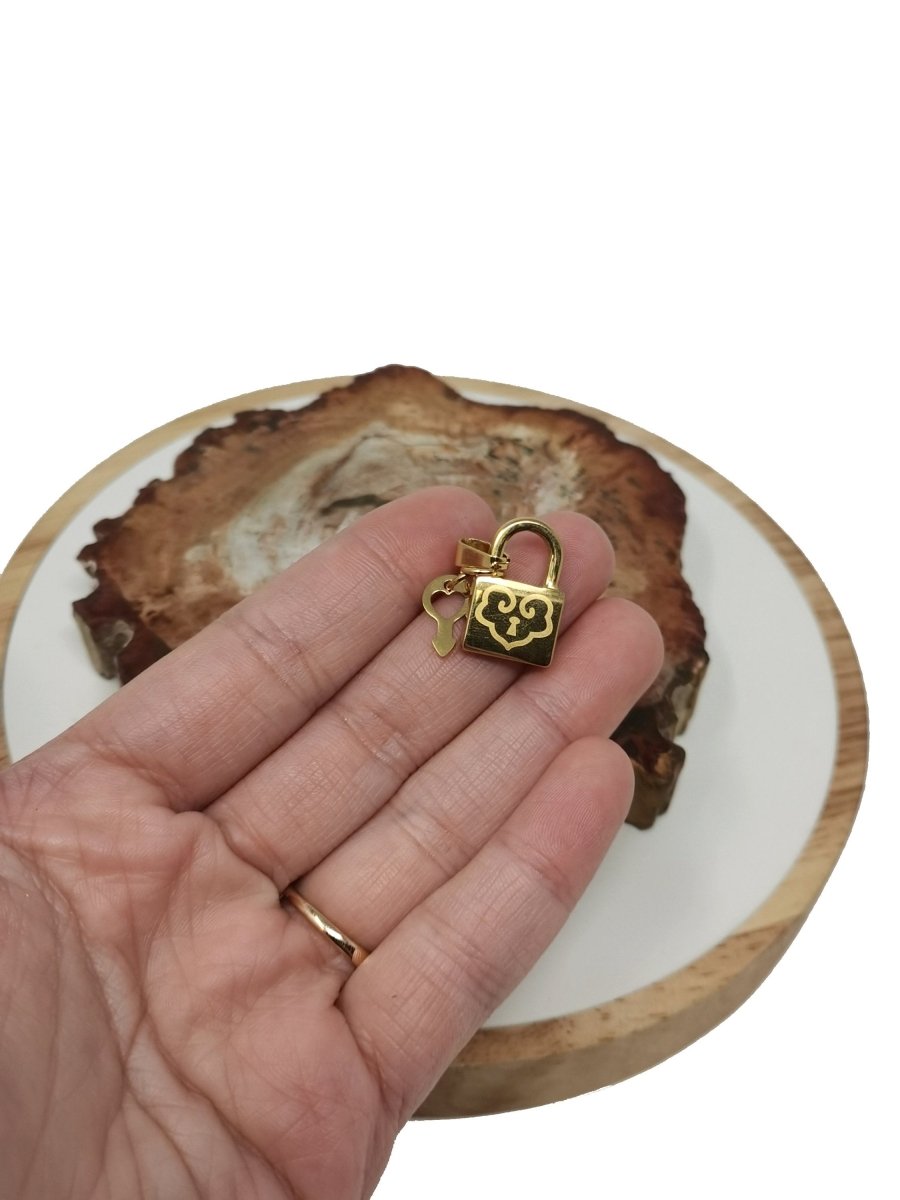 25x13mm Dainty Gold Padlock Charms, Simple Tiny Key Lock Clasp Pendant, Mini Locks for Necklace Earring Component J-757