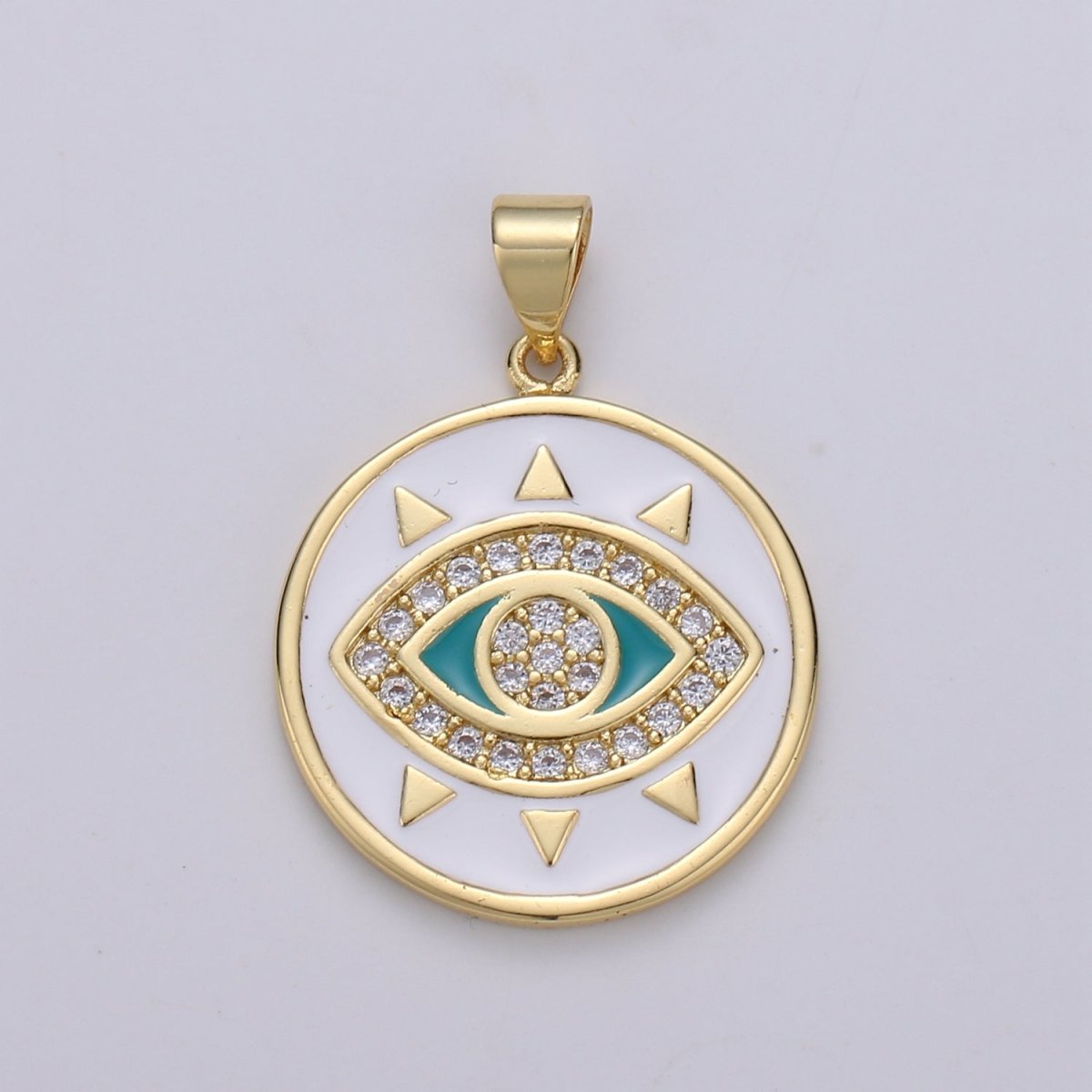 25x20mm Wholesale Gold-Filled Evil Eye Pendant Charm with Rhinestones, Red, Black, or White Options, Pendant for Necklace Bracelet Anklet Making J-135~J-137