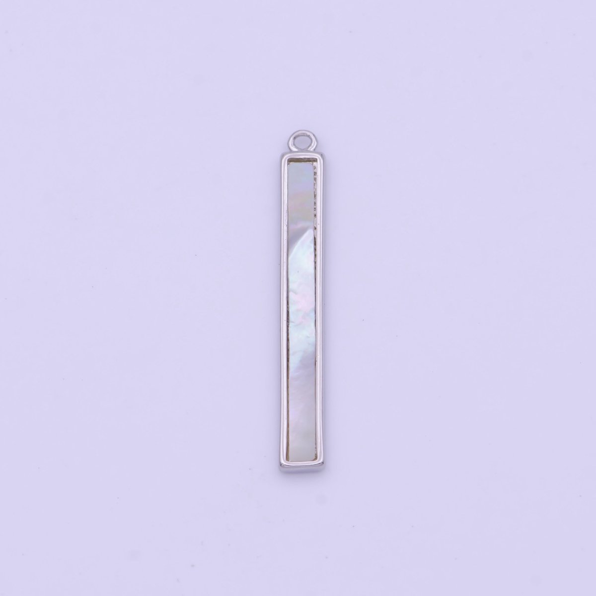 26mm Rectangular Shell Pearl Minimalist Bar Charm in Gold & Silver | D-154 D-234