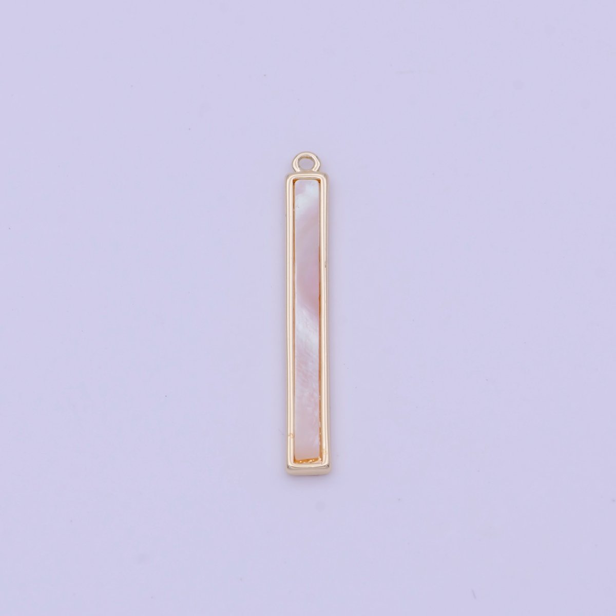 26mm Rectangular Shell Pearl Minimalist Bar Charm in Gold & Silver | D-154 D-234