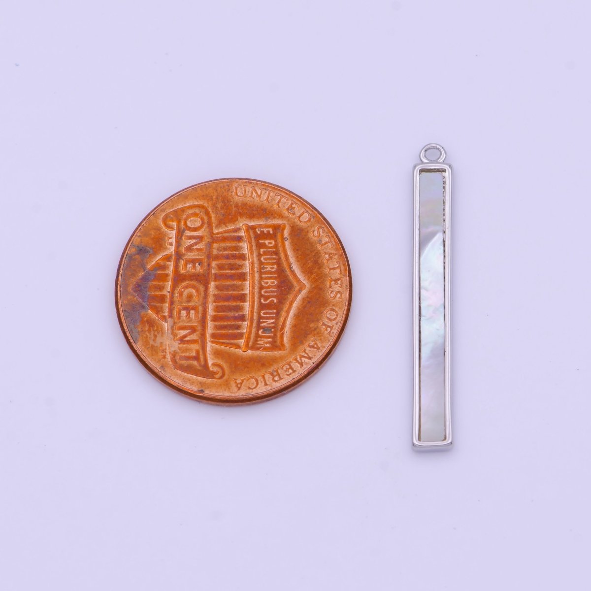 26mm Rectangular Shell Pearl Minimalist Bar Charm in Gold & Silver | D-154 D-234