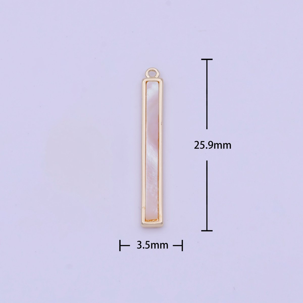 26mm Rectangular Shell Pearl Minimalist Bar Charm in Gold & Silver | D-154 D-234