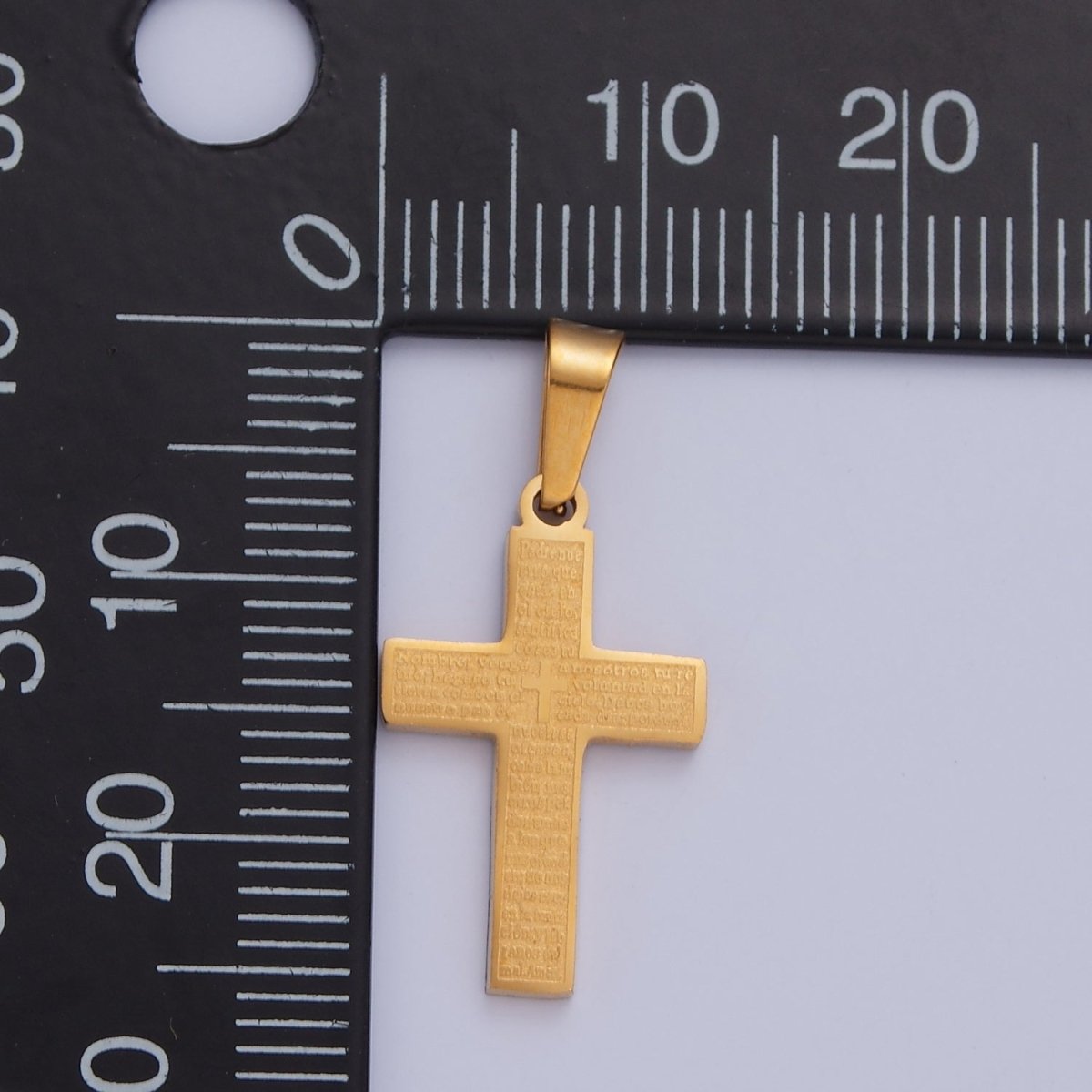 26X12.3mm Minimalist Gold & Silver Religious Cross, Stainless Steel Cross with Lords Player (in Spanish) I-830