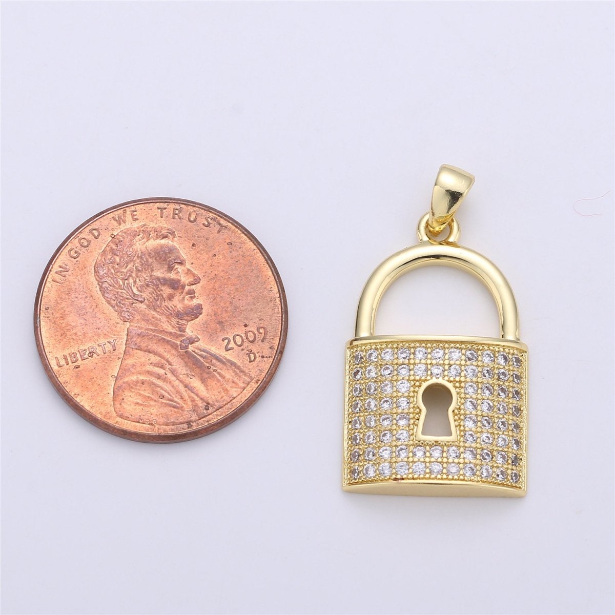 26X14mm Gold Filled Micro Pave lock heart Pendant , Cubic Lock Charms , Silver Lock Necklace Earring Charms Supply I-256