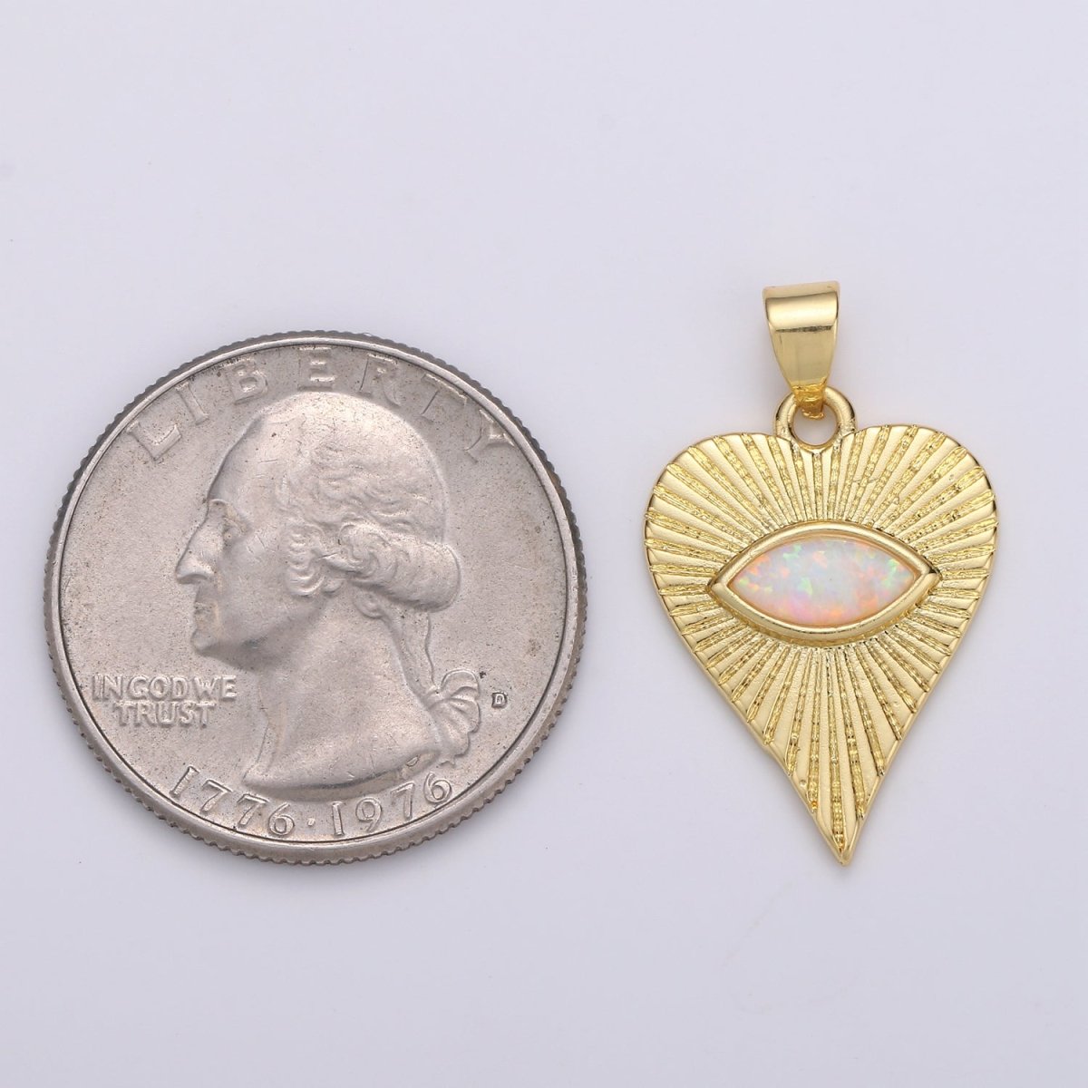 26x16mm Wholesale 14K Yellow Gold Filled Eye of Ra in Heart Pendant, Sparkling Synthetic Opal Pendant Pendant for Necklace Bracelet Anklet Making J-219