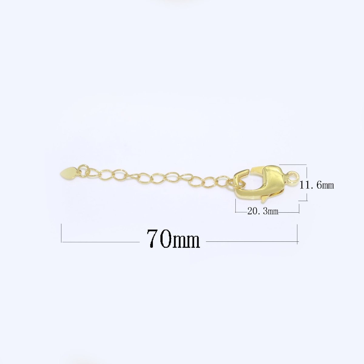 2.7 inch Gold Filled Chain Extender For Necklace Bracelet Supply Component Findings Extenders w/ Heart charm + Lobster Clasp L-506 L-507