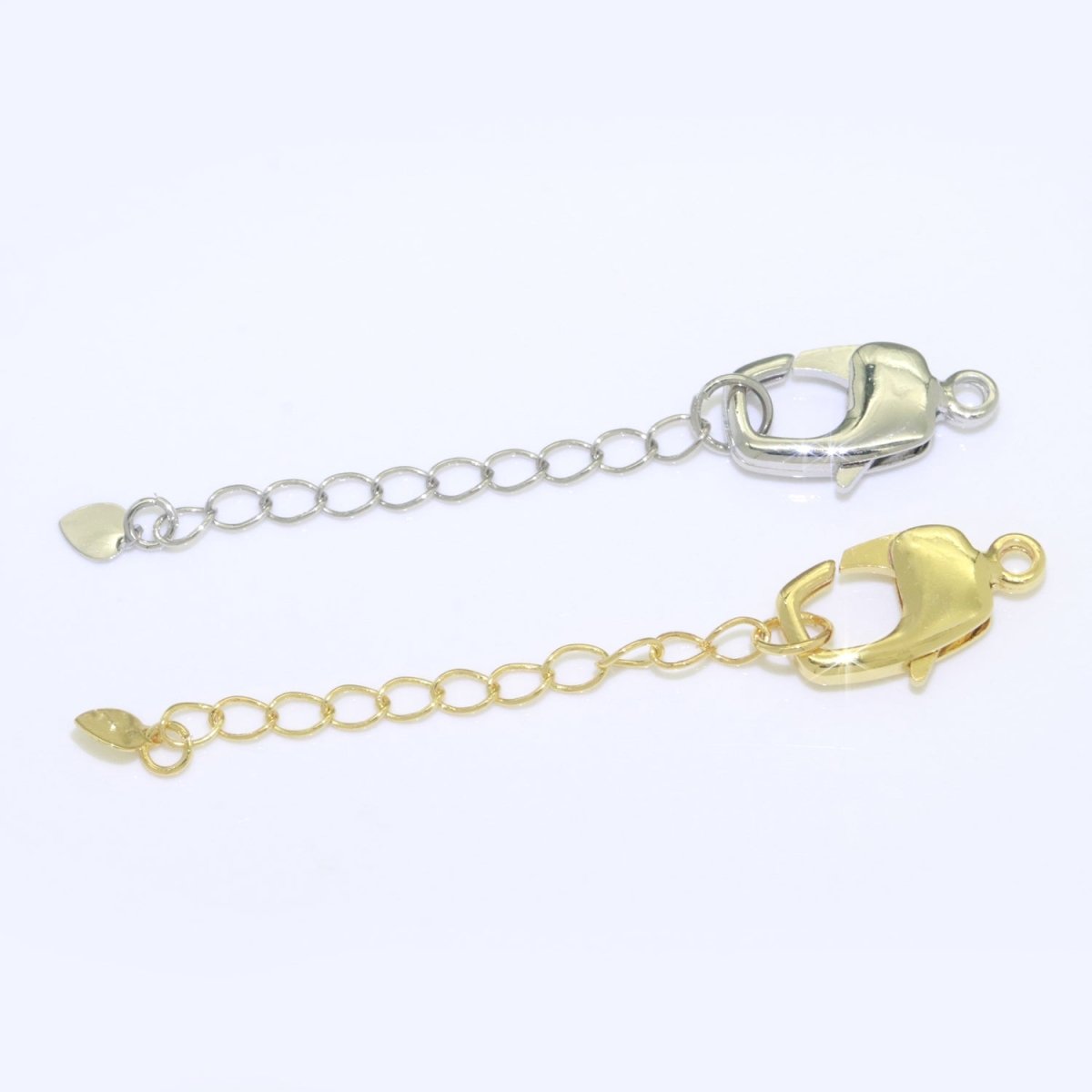 2.7 inch Gold Filled Chain Extender For Necklace Bracelet Supply Component Findings Extenders w/ Heart charm + Lobster Clasp L-506 L-507