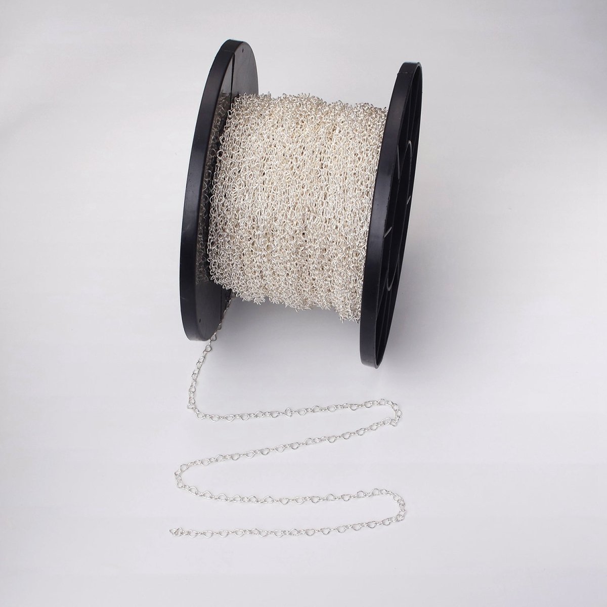 2.8mm Heart Chain - 925 sterling silver Heart Cable Chain Wholesale Jewelry Making for Necklace Bracelet Anklet Permanent Jewelry Supply ROLL-1485 - DLUXCA