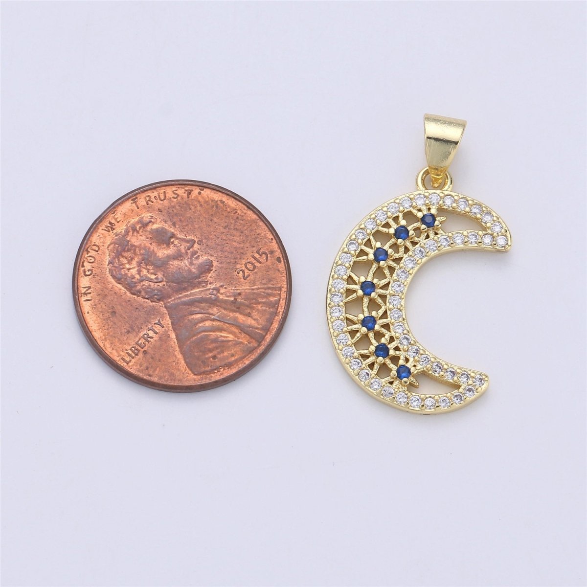 28x16mm 14k Gold Filled Moon Charms, Micro Pave Charms, Cubic Crescent Moon Pendant, CZ Celestial Jewelry Necklace Earring Bracelet supply I-361 - DLUXCA