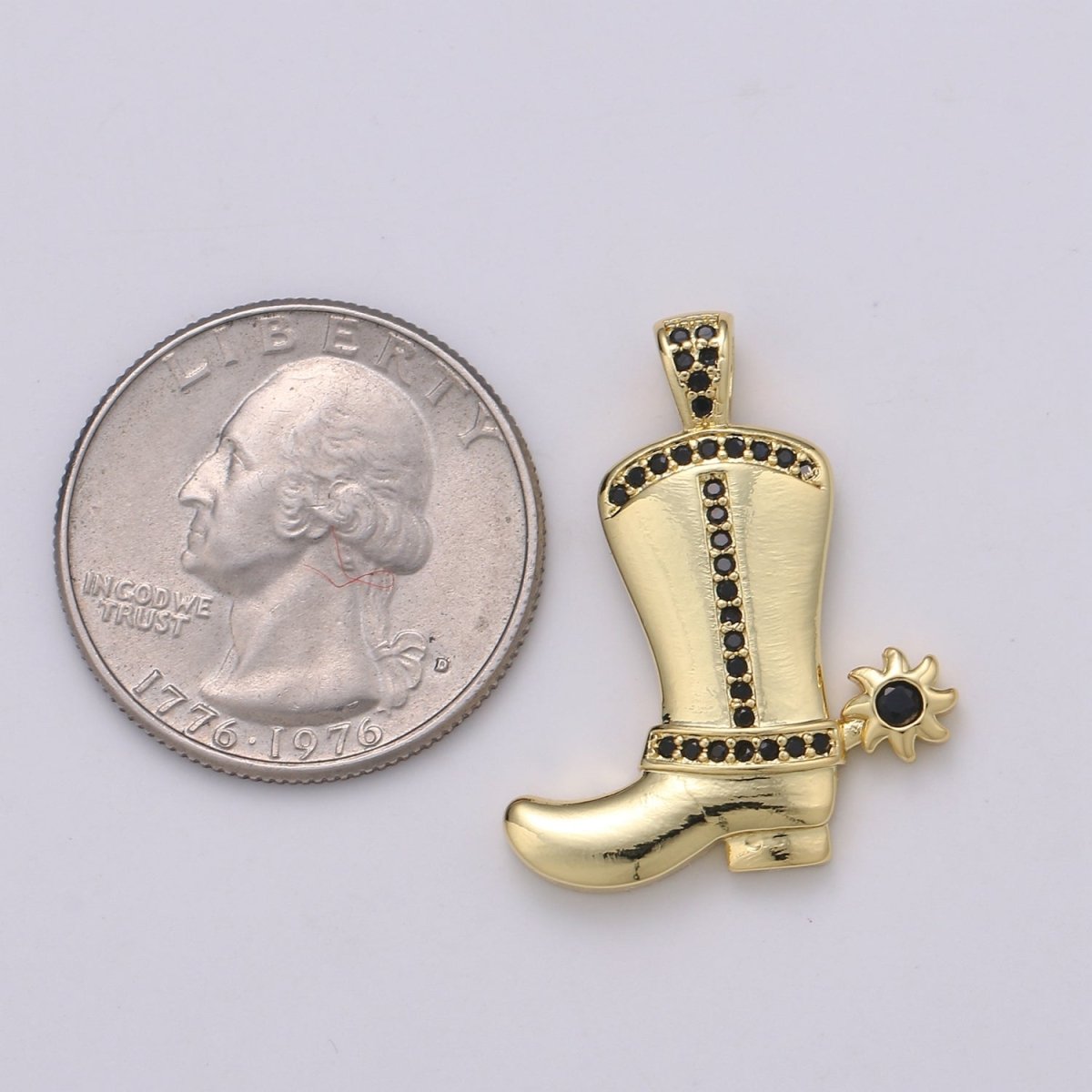 28x23mm Wholesale Gold-Filled Gold or Silver Cowboy Boot Pendant Charm with Black Rhinestones, Pendant for Necklace Bracelet Anklet Making J-154 J-155