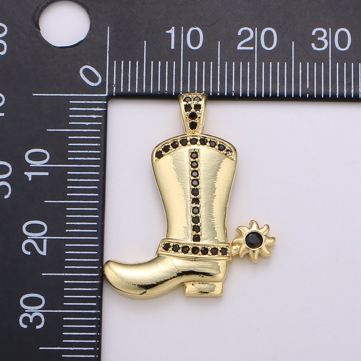 28x23mm Wholesale Gold-Filled Gold or Silver Cowboy Boot Pendant Charm with Black Rhinestones, Pendant for Necklace Bracelet Anklet Making J-154 J-155