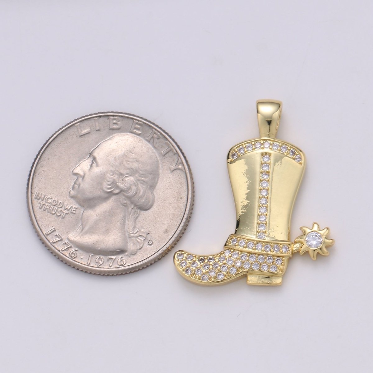 28x23mm Wholesale Gold-Filled Gold or Silver Cowboy Boot Pendant Charm with Rhinestones, Pendant for Necklace Bracelet Anklet Making J-150 J-151