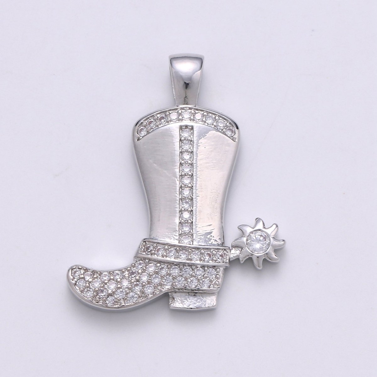 28x23mm Wholesale Gold-Filled Gold or Silver Cowboy Boot Pendant Charm with Rhinestones, Pendant for Necklace Bracelet Anklet Making J-150 J-151