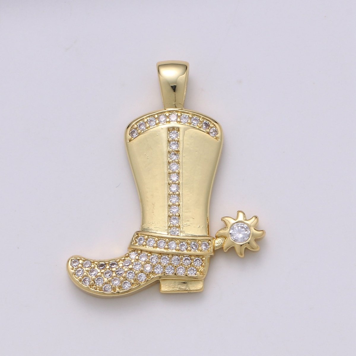 28x23mm Wholesale Gold-Filled Gold or Silver Cowboy Boot Pendant Charm with Rhinestones, Pendant for Necklace Bracelet Anklet Making J-150 J-151