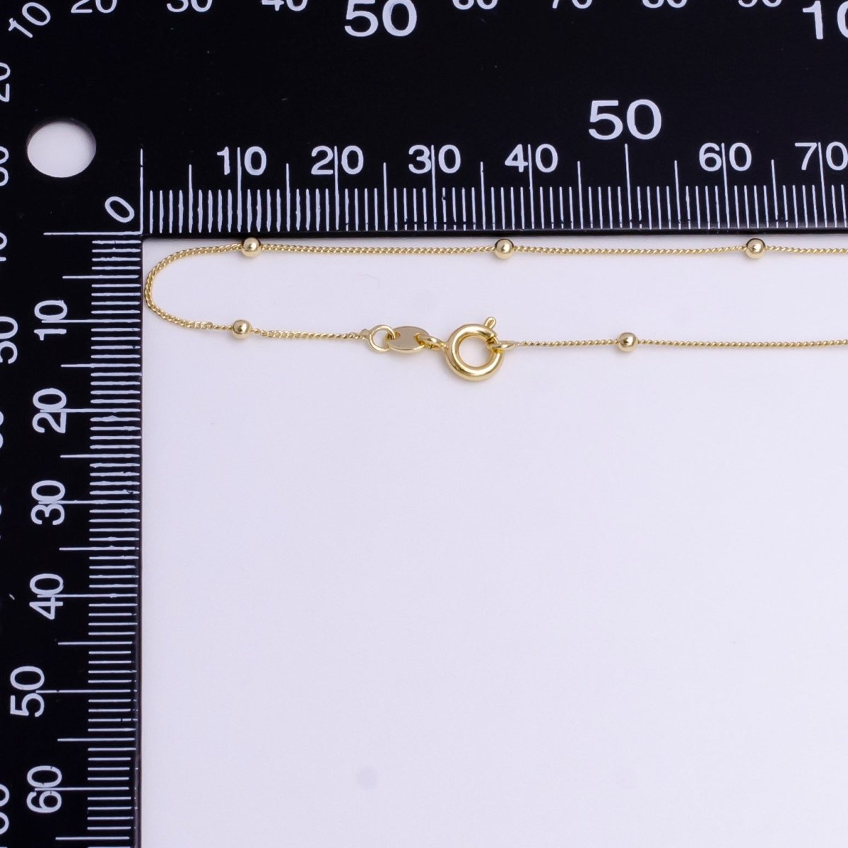 2mm Beaded Satellite 0.8mm Curb 17.5 Inch Layering Chain Necklace | WA-1900 Clearance Pricing - DLUXCA