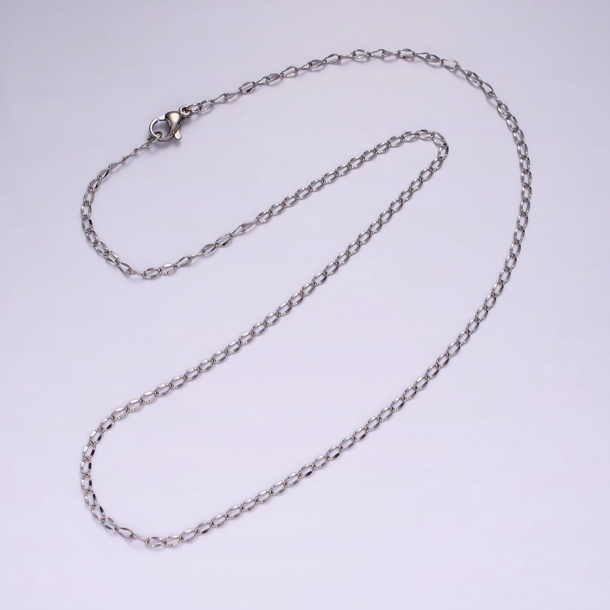 2mm Dapped Cable Chain Stainless Steel chain 18inch Necklace Ready to Wear | WA-2380 - DLUXCA