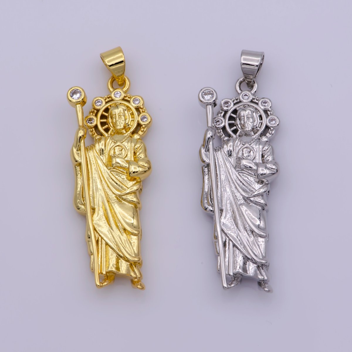 30mm, 40mm Saint St. Jude Religious Pendant in  Gold & Silver | N-1340 N-1341 N-1342 N-1343