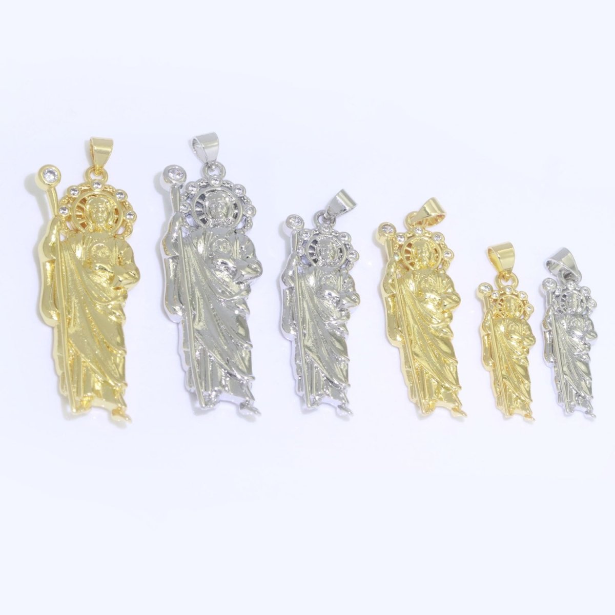 30mm, 40mm Saint St. Jude Religious Pendant in  Gold & Silver | N-1340 N-1341 N-1342 N-1343