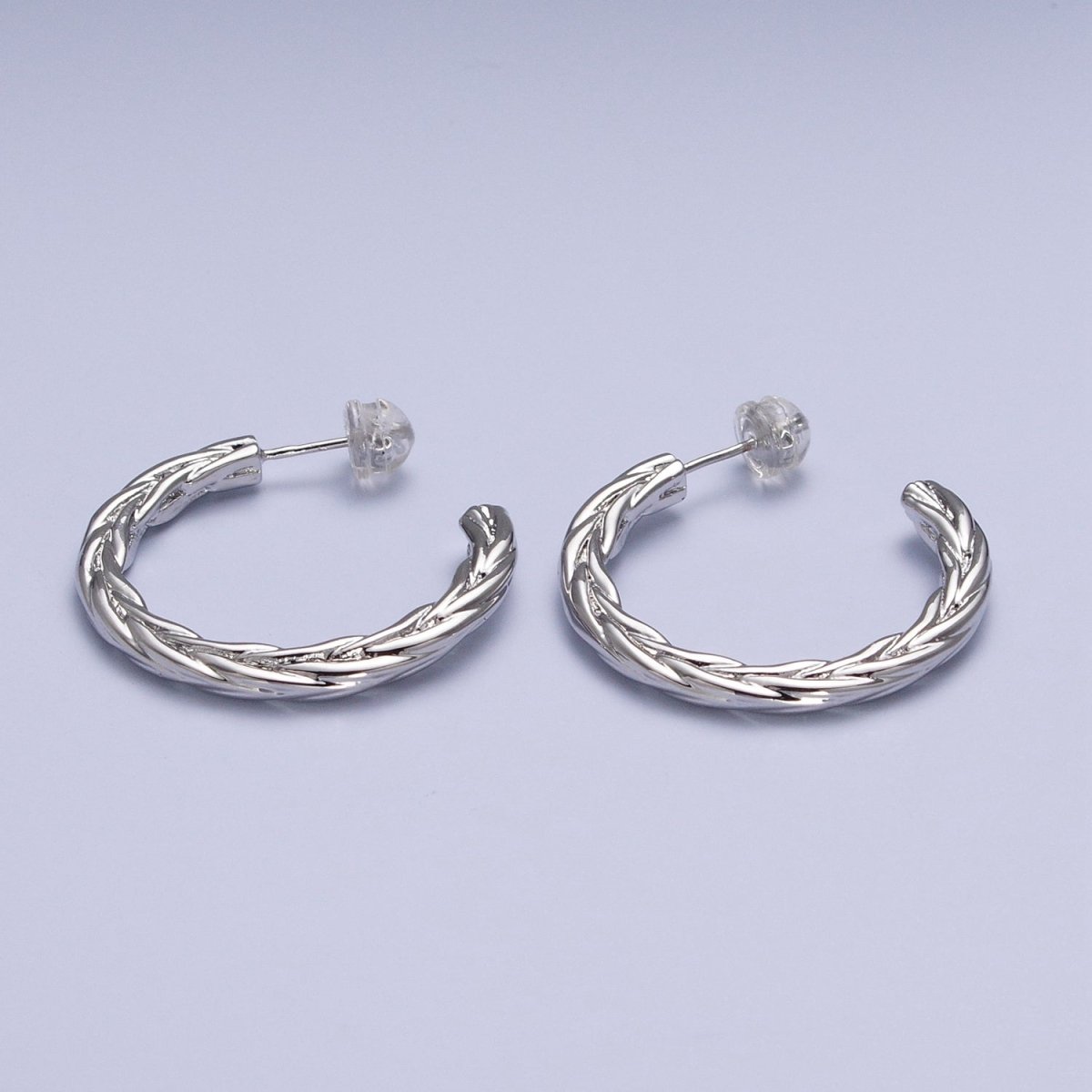 30mm Twisted Hoop Stud Earrings in Gold & Silver P-381 P-382