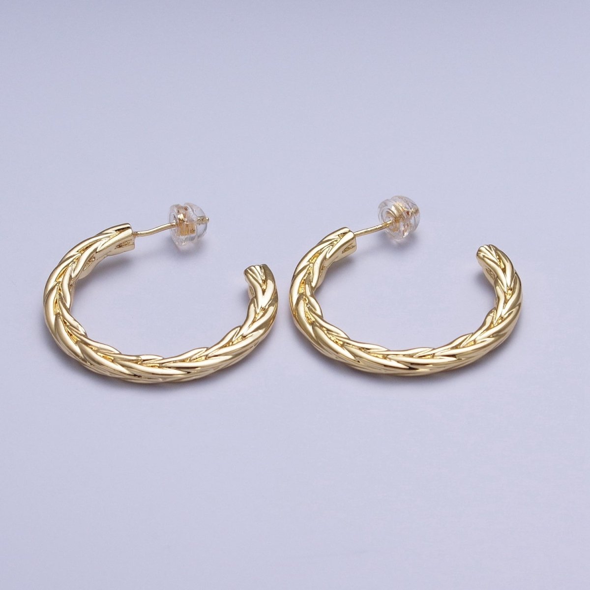 30mm Twisted Hoop Stud Earrings in Gold & Silver P-381 P-382