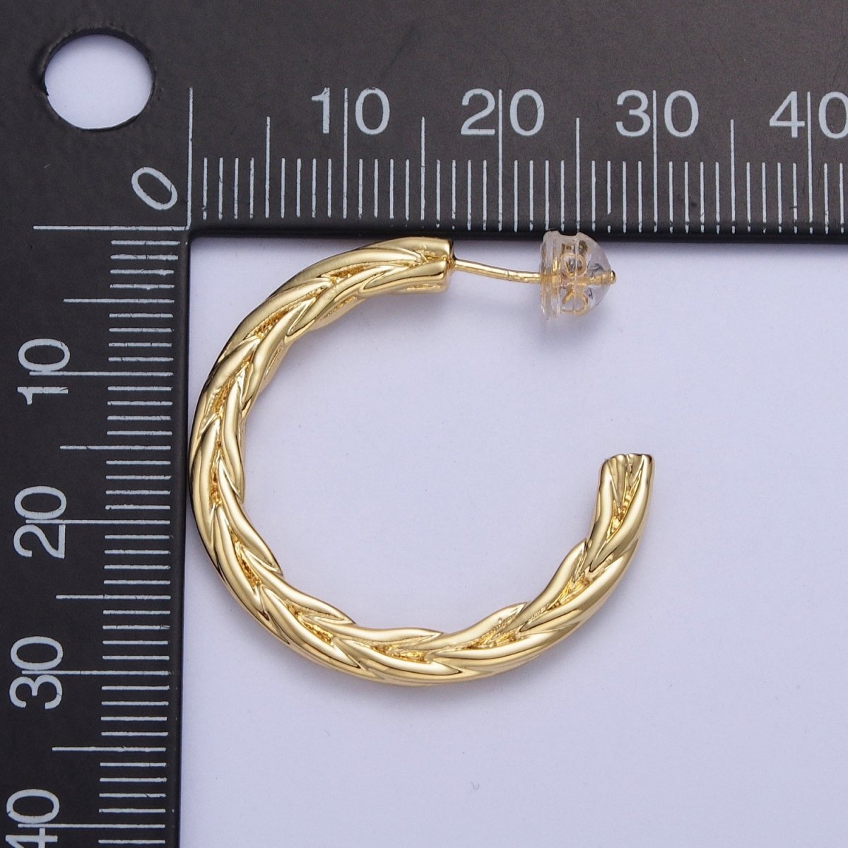 30mm Twisted Hoop Stud Earrings in Gold & Silver P-381 P-382