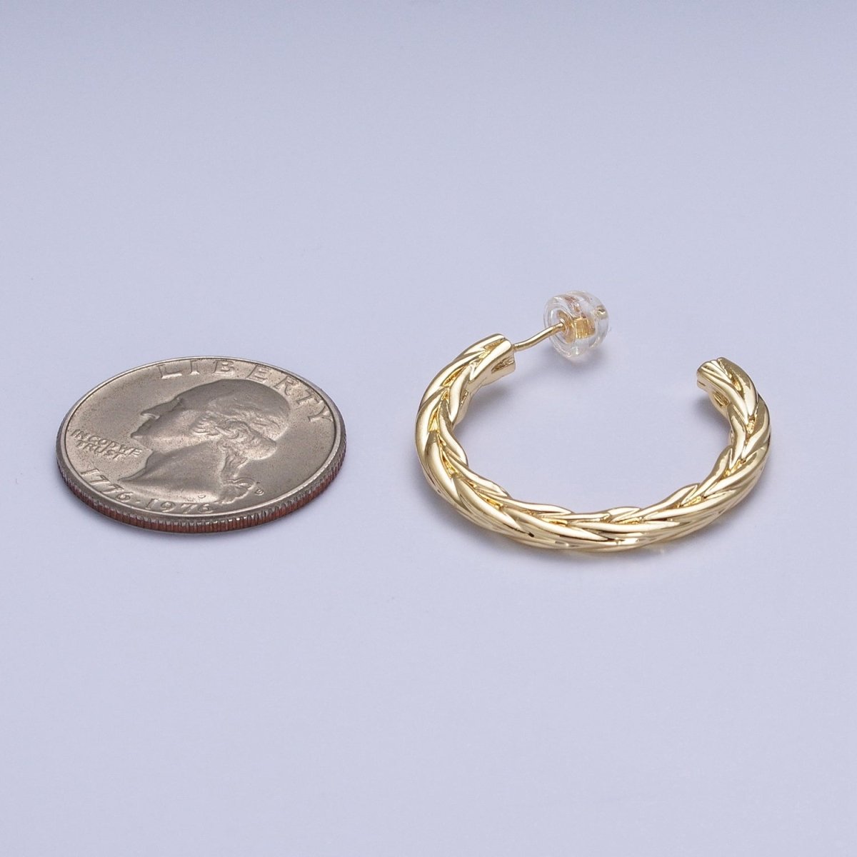 30mm Twisted Hoop Stud Earrings in Gold & Silver P-381 P-382