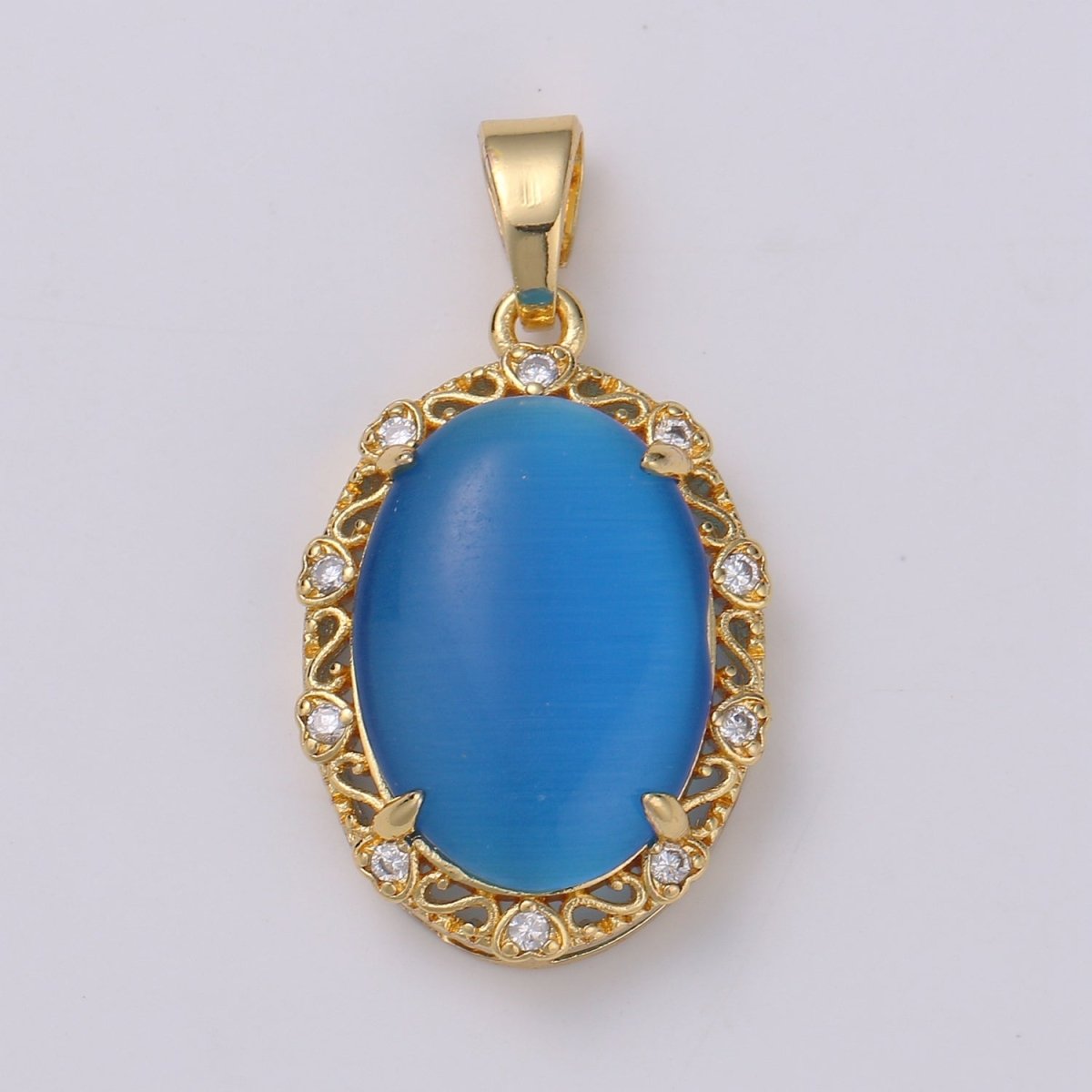 31X17mm Vintage Style Oval Charm 14k Gold Filled Blue Pink Green Tiger Cat's Eye Pendants Necklace Gold Focal Pendant for Statement Necklace J-159-J-161