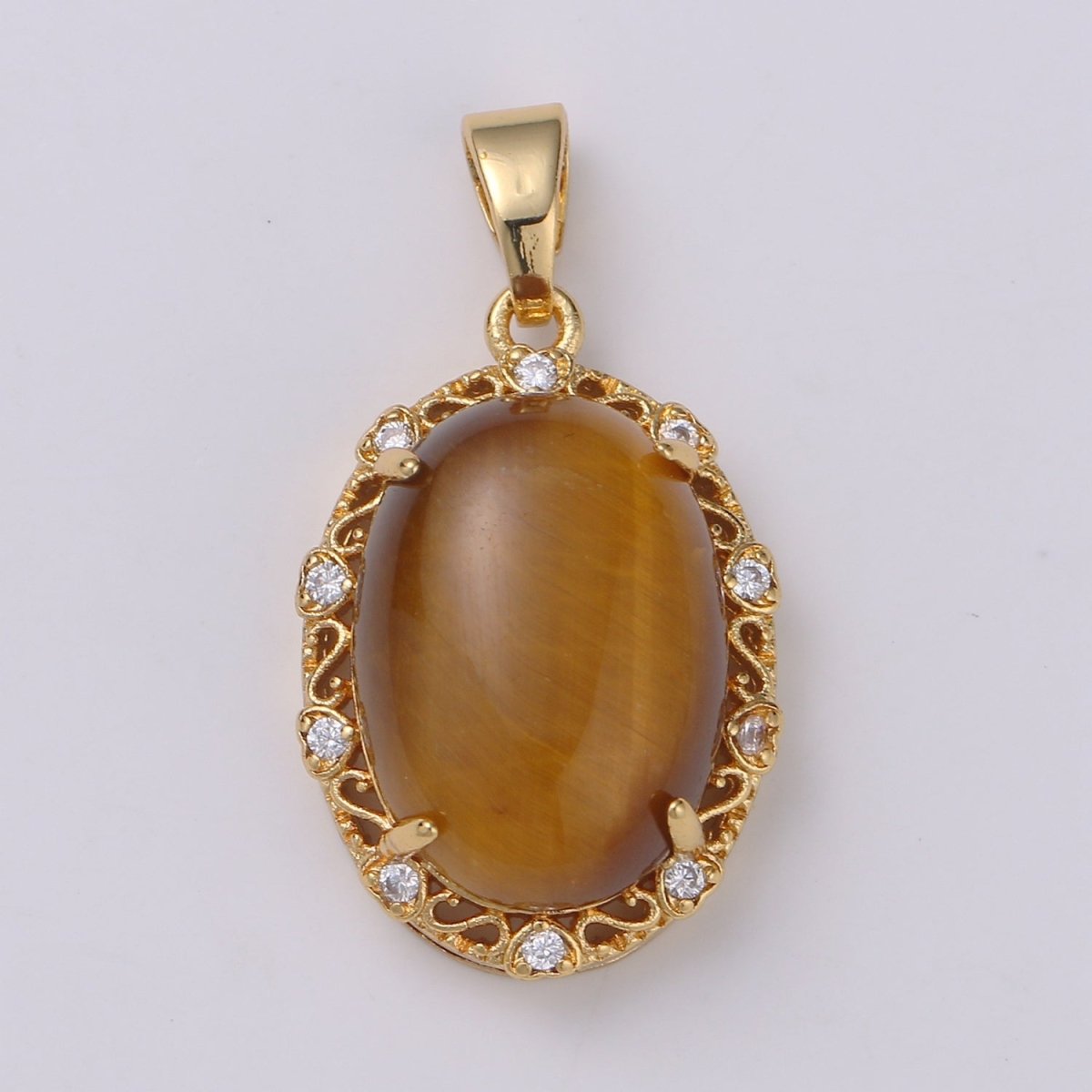 31X17mm Vintage Style Oval Charm 14k Gold Filled Blue Pink Green Tiger Cat's Eye Pendants Necklace Gold Focal Pendant for Statement Necklace J-159-J-161