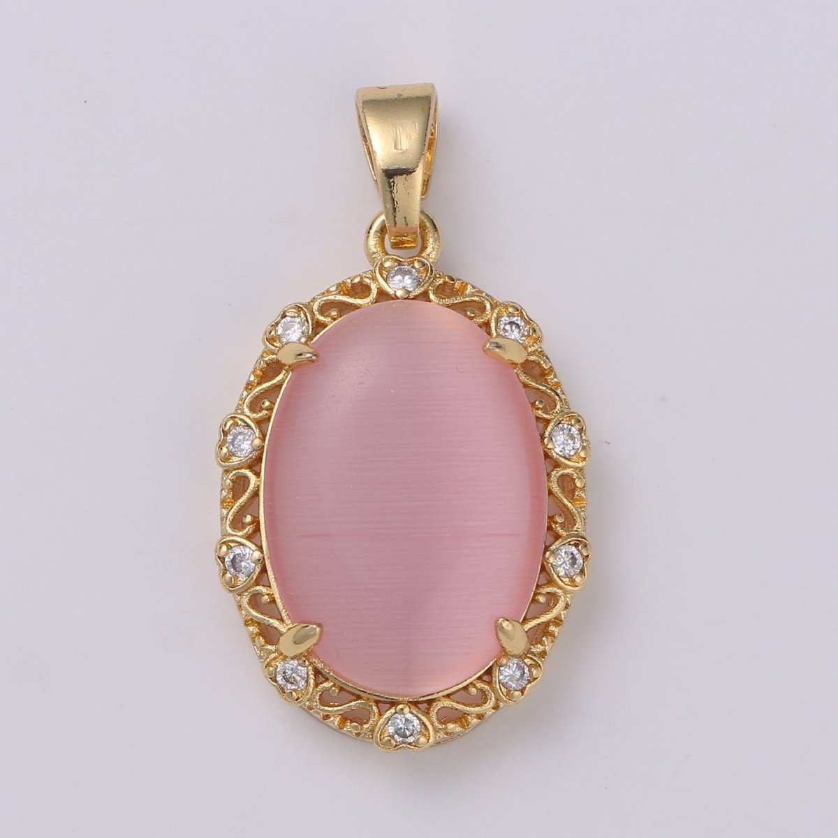 31X17mm Vintage Style Oval Charm 14k Gold Filled Blue Pink Green Tiger Cat's Eye Pendants Necklace Gold Focal Pendant for Statement Necklace J-159-J-161