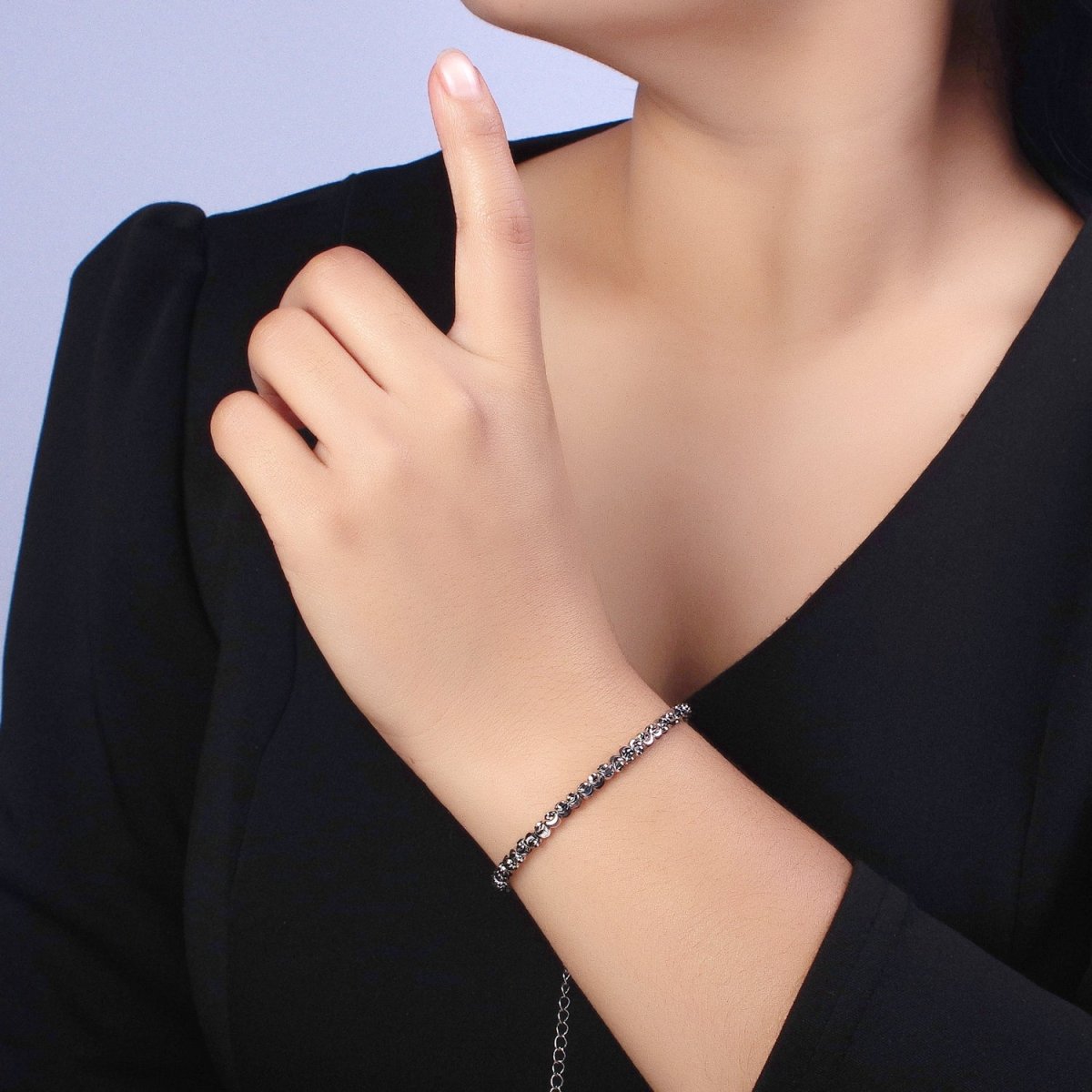 3.5mm, 2.5mm Sparkling Moon Cut Ball Beaded Ball Bracelet 7 Inch Chain Bracelet in Gold & Silver | WA-1576 - WA-1579 Clearance Pricing