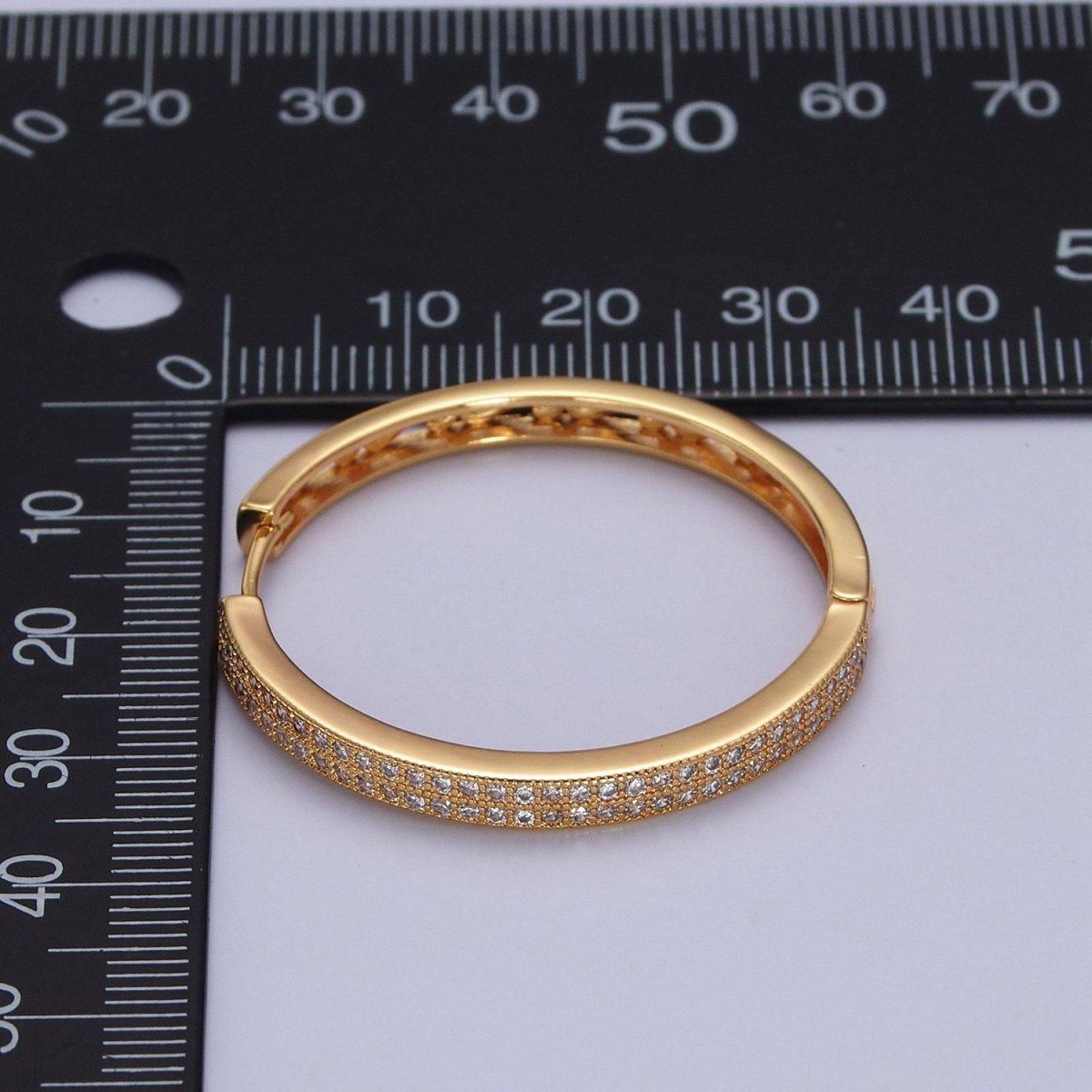 35mm Clear Micro Paved CZ Endless Hoop Minimalist Earrings | AB069 AB070