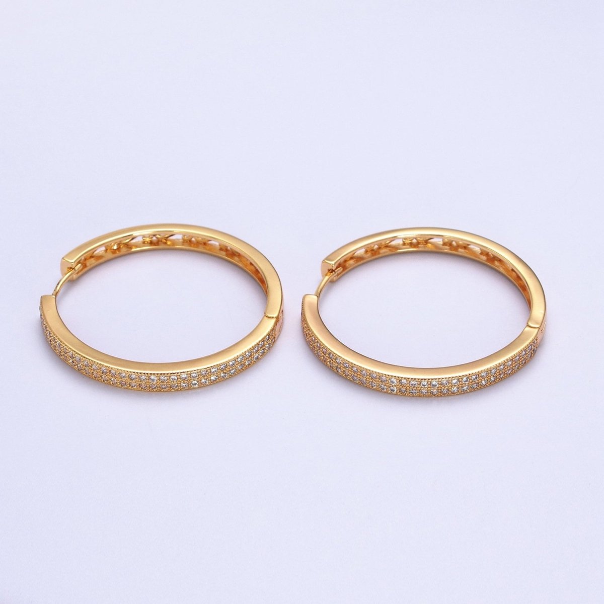 35mm Clear Micro Paved CZ Endless Hoop Minimalist Earrings | AB069 AB070