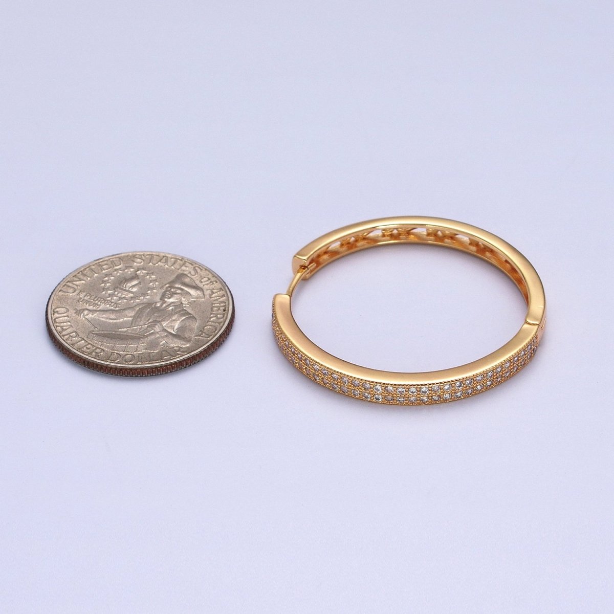 35mm Clear Micro Paved CZ Endless Hoop Minimalist Earrings | AB069 AB070