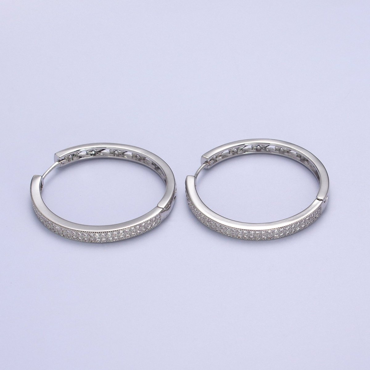 35mm Clear Micro Paved CZ Endless Hoop Minimalist Earrings | AB069 AB070