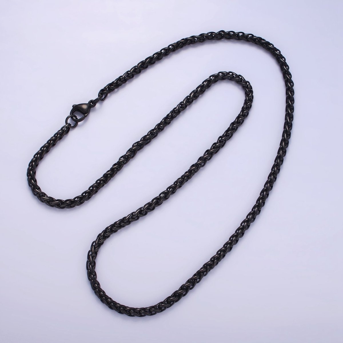 3.7mm Espiga Wheat Chain Necklaces , 21.6" or 23.6 " Chain , Lobster Clasp in Silver , Gold, Black - Wholesale Stainless Steel Chains | WA2090 to WA2092 WA2136 to WA2138 Clearance Pricing