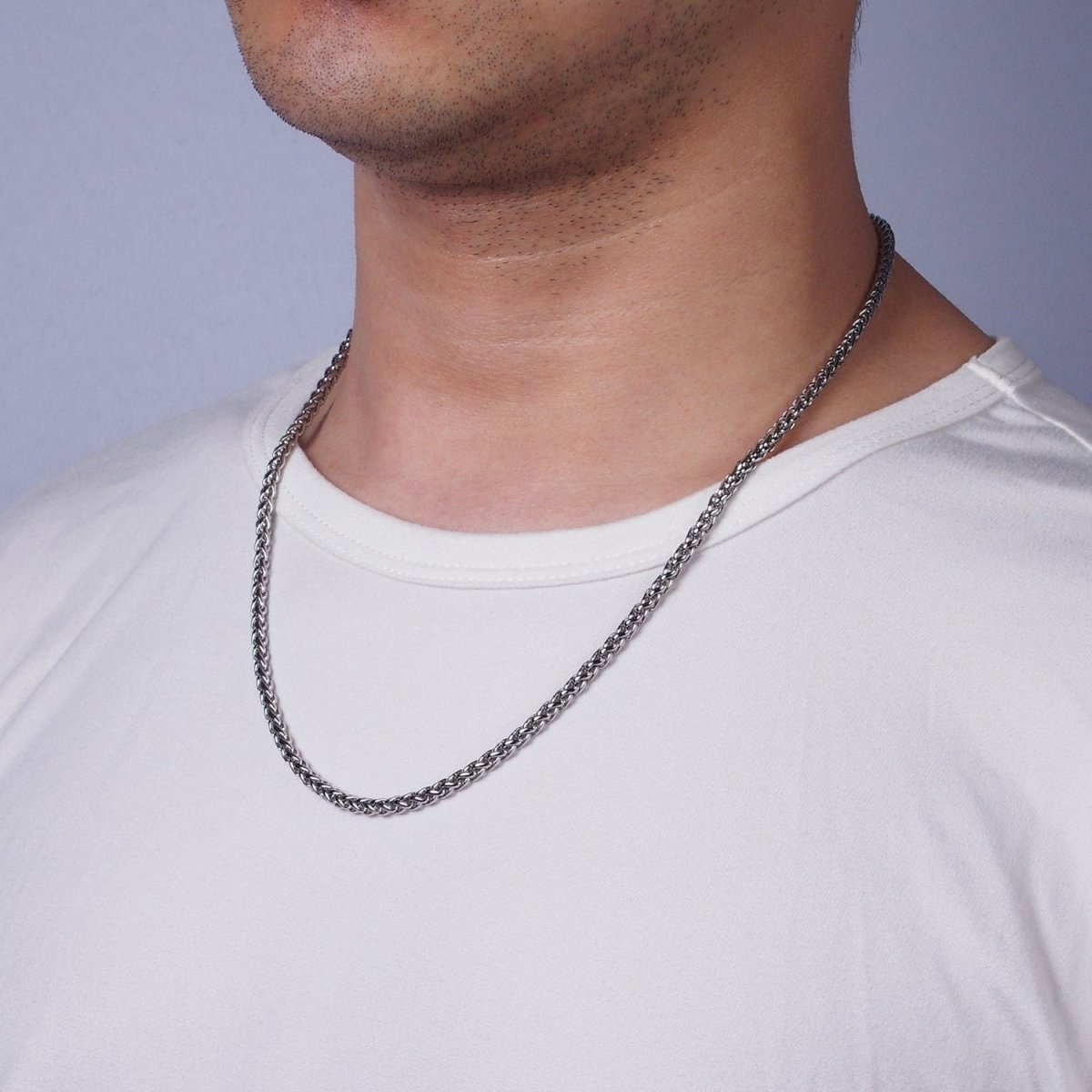 3.7mm Espiga Wheat Chain Necklaces , 21.6" or 23.6 " Chain , Lobster Clasp in Silver , Gold, Black - Wholesale Stainless Steel Chains | WA2090 to WA2092 WA2136 to WA2138 Clearance Pricing