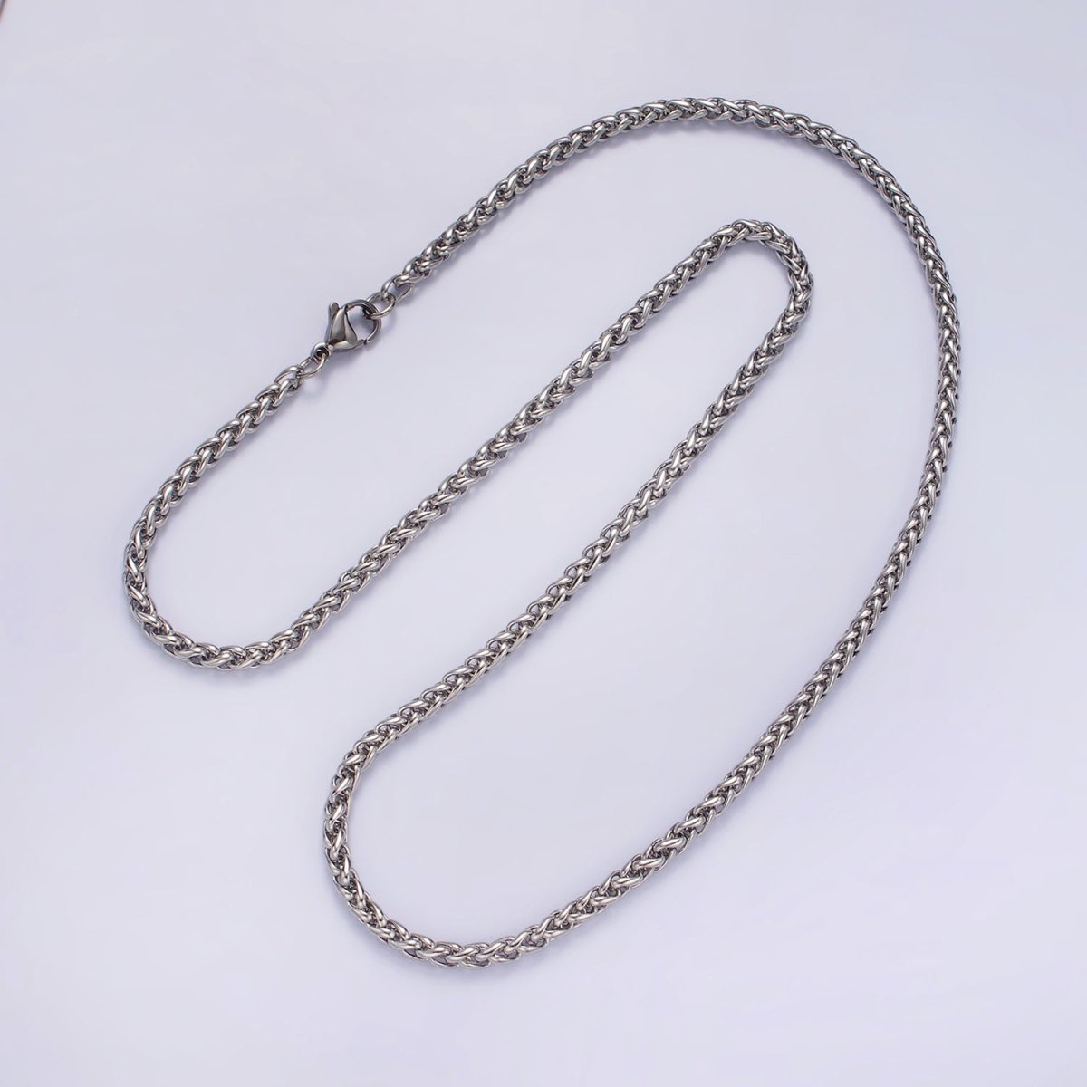 3.7mm Espiga Wheat Chain Necklaces , 21.6" or 23.6 " Chain , Lobster Clasp in Silver , Gold, Black - Wholesale Stainless Steel Chains | WA2090 to WA2092 WA2136 to WA2138 Clearance Pricing