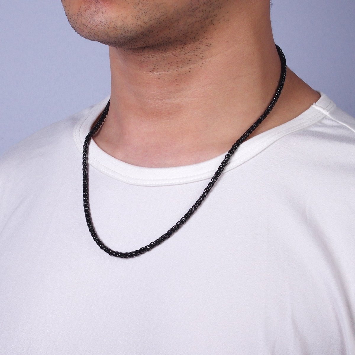 3.7mm Espiga Wheat Chain Necklaces , 21.6" or 23.6 " Chain , Lobster Clasp in Silver , Gold, Black - Wholesale Stainless Steel Chains | WA2090 to WA2092 WA2136 to WA2138 Clearance Pricing