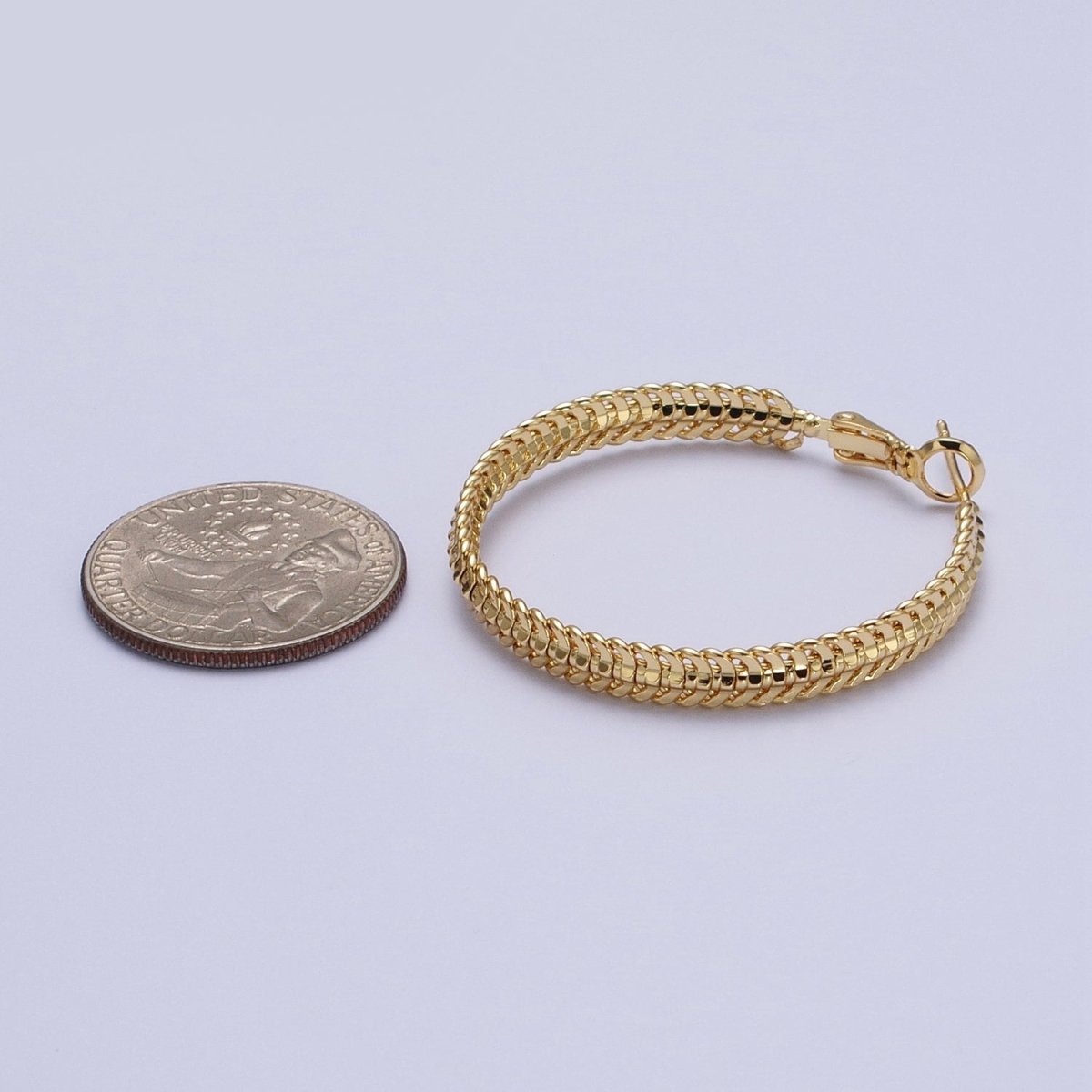 38mm Curb Snake Chain Hoops Stud Latch Statement  Gold, Silver Earrings | AD-201 AD-202