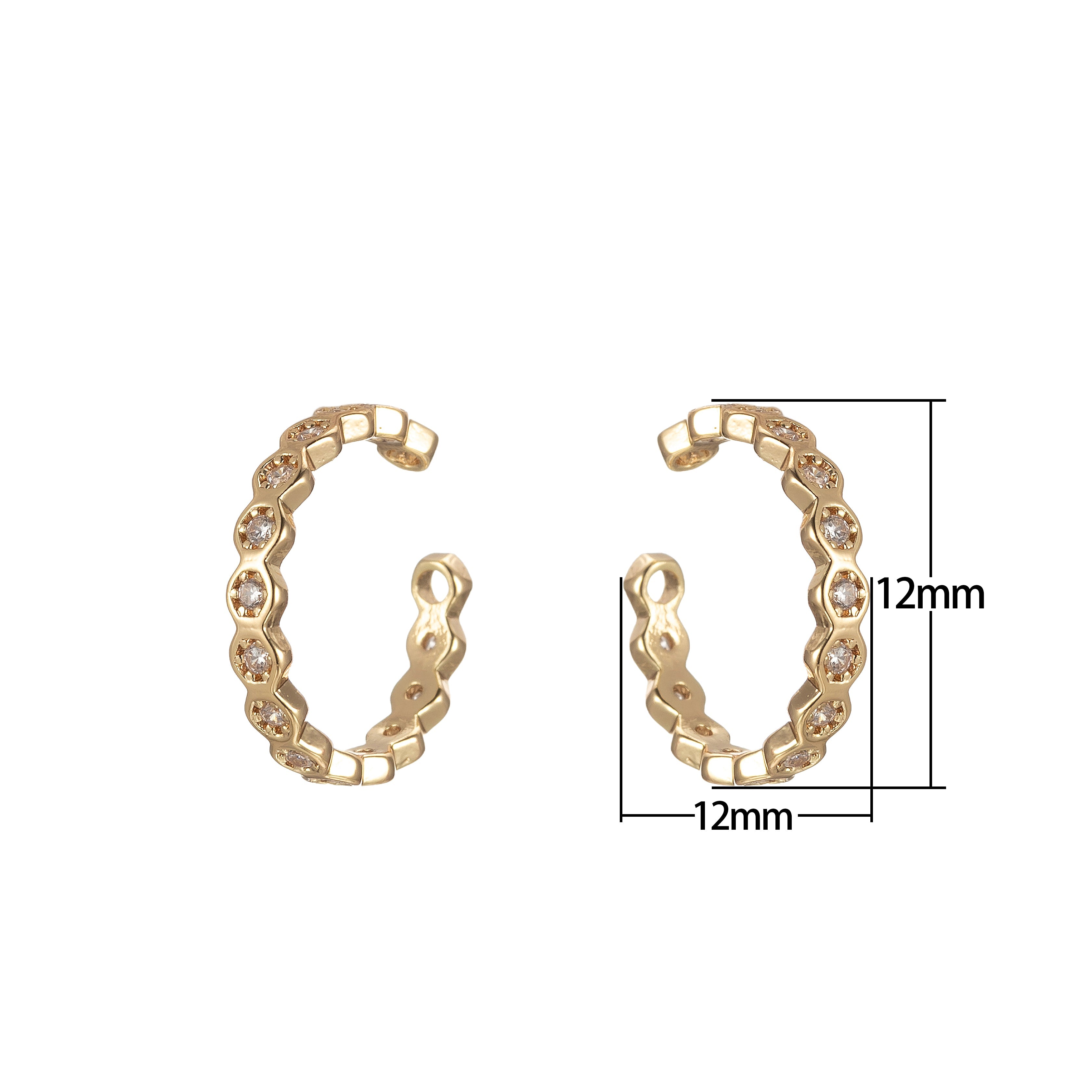 Dainty CZ Gold Ear Cuff Earrings For Wholesale Jewelry Supplies Minimalist Cuffs Findings AI051 - DLUXCA