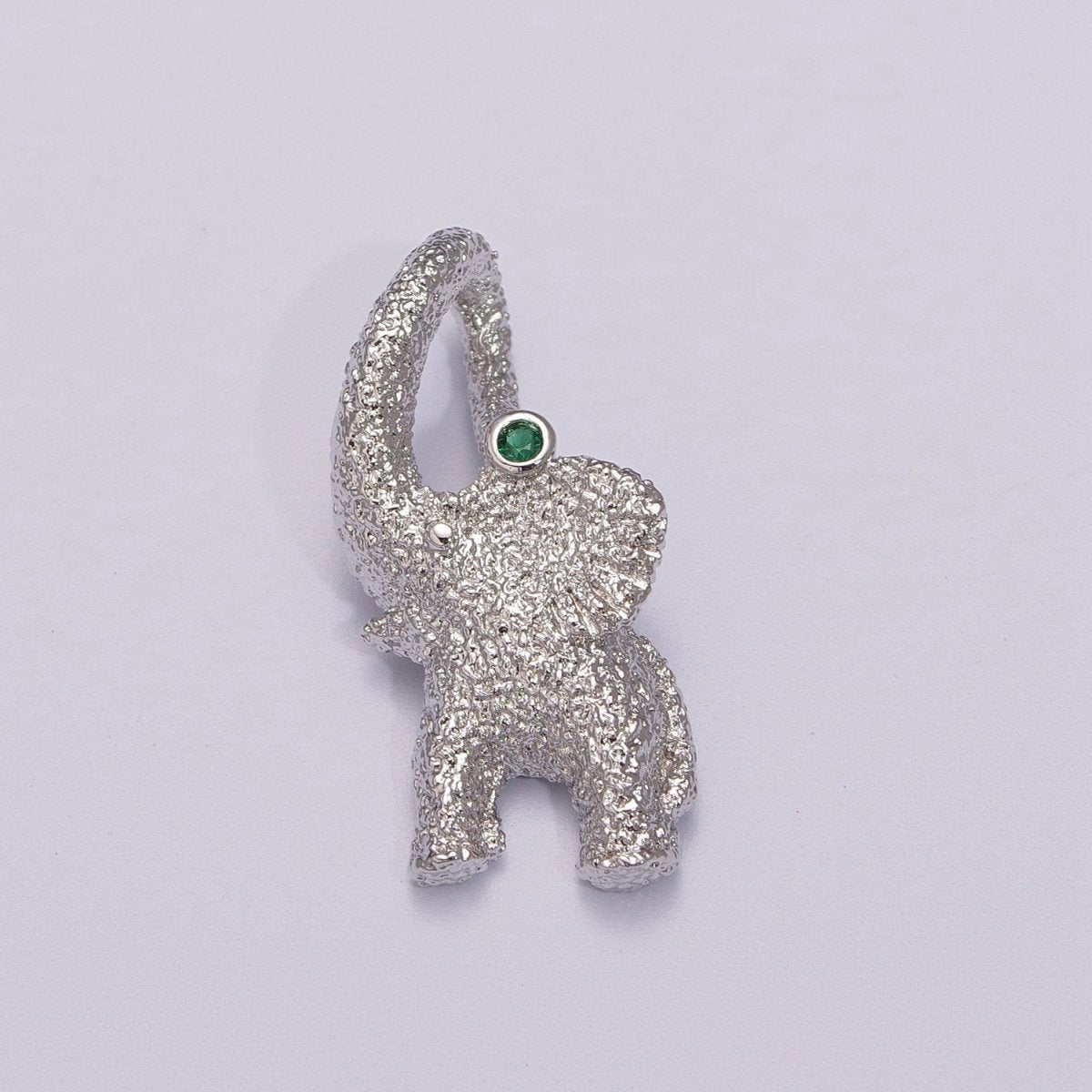 3D Elephant Charm Textured Gold / Silver Animal Jewelry Craft Supply Gold Plated over Brass E-609 E-610
