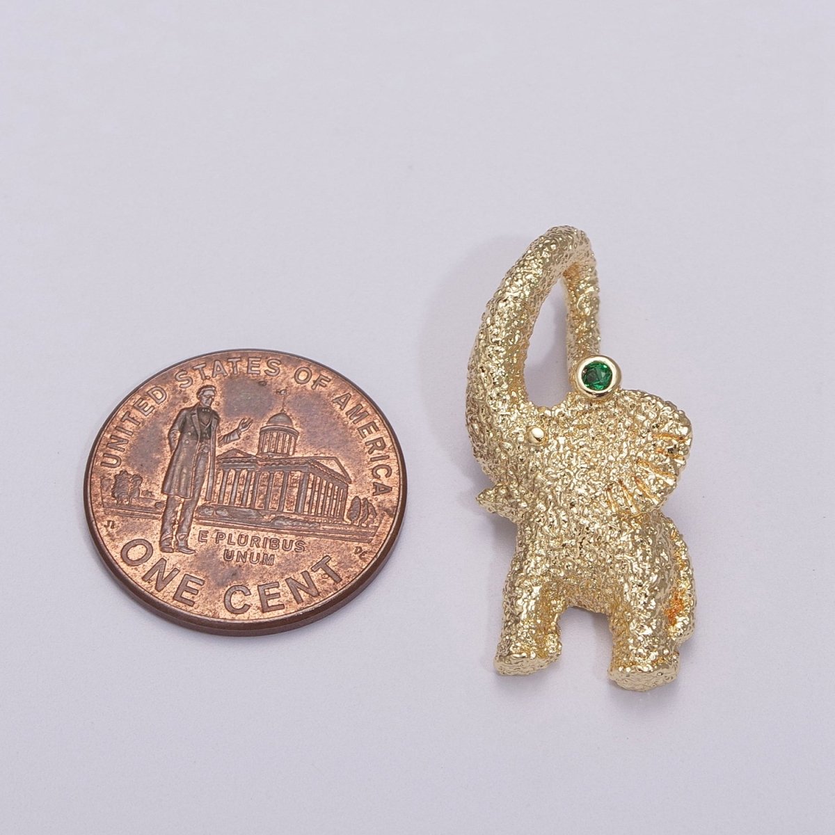3D Elephant Charm Textured Gold / Silver Animal Jewelry Craft Supply Gold Plated over Brass E-609 E-610