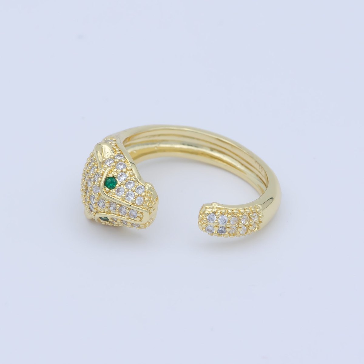 3D Gorgeous Jaguar Panther Leopard Dazzle Cubic Zircon Adjustable Gold Filled Ring Gift for Her Birthday Gift O-481 - DLUXCA