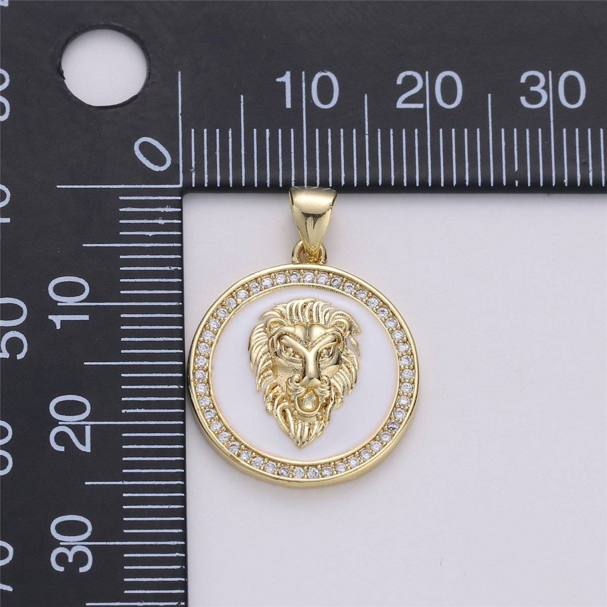 3D Micro Pave Charm Gold Filled Medallion, Lion Medallion, Lion Pendant, Lion Jewelry, Lion Necklace Charm for Statement Necklace Component I-583