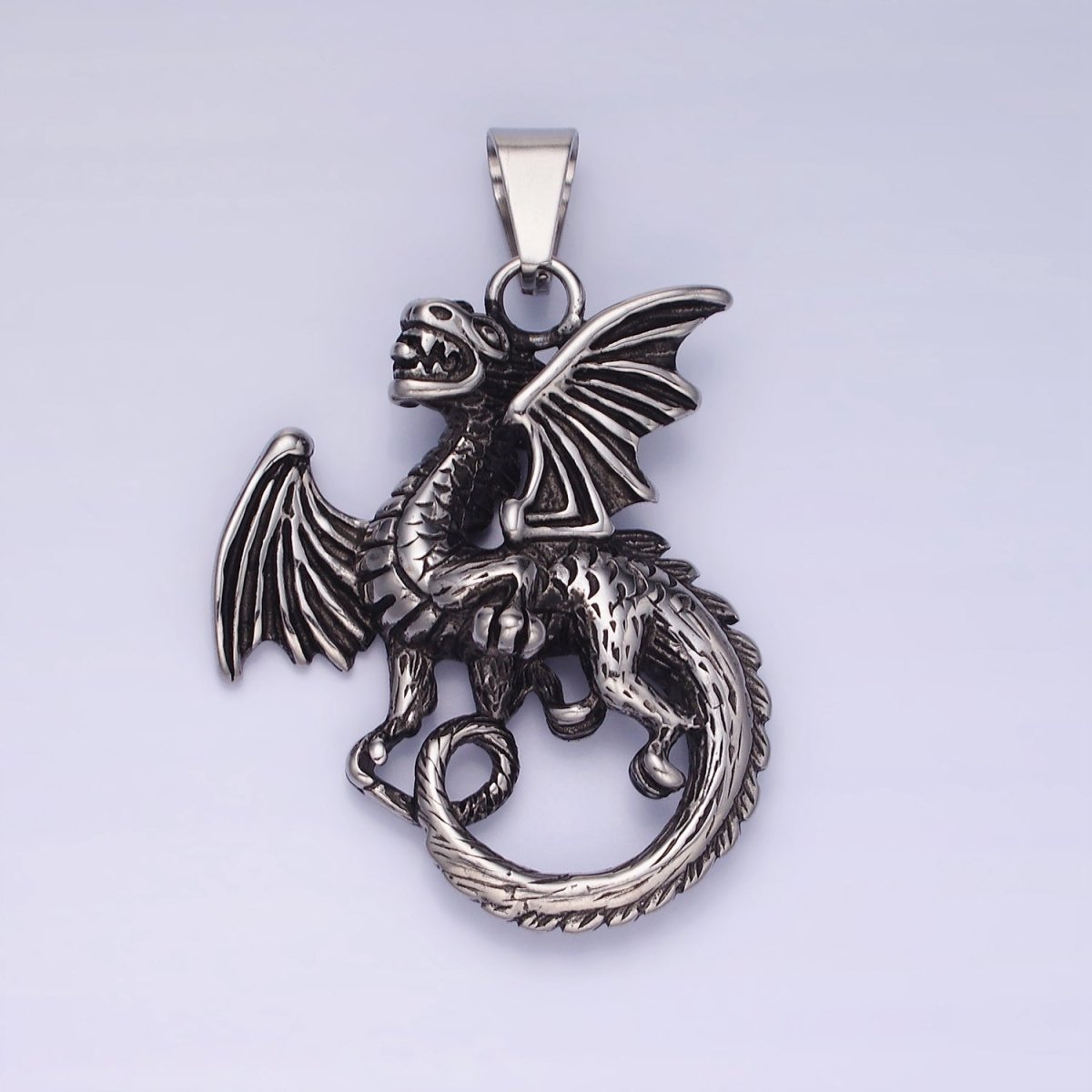 3D Stainless Steel Dragon Necklace Charm Gold Mythical Animal Pendant Jewelry for Men Statement Jewelry P-1211