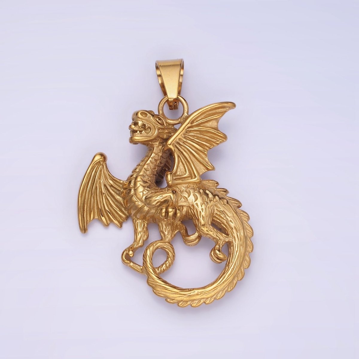 3D Stainless Steel Dragon Necklace Charm Gold Mythical Animal Pendant Jewelry for Men Statement Jewelry P-1211
