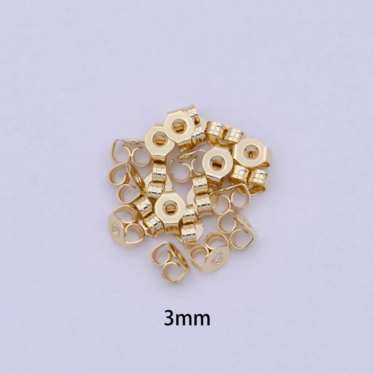 3mm, 5mm, 6mm Gold Metal Earring Backings Supply | K-737 K-595 K-576