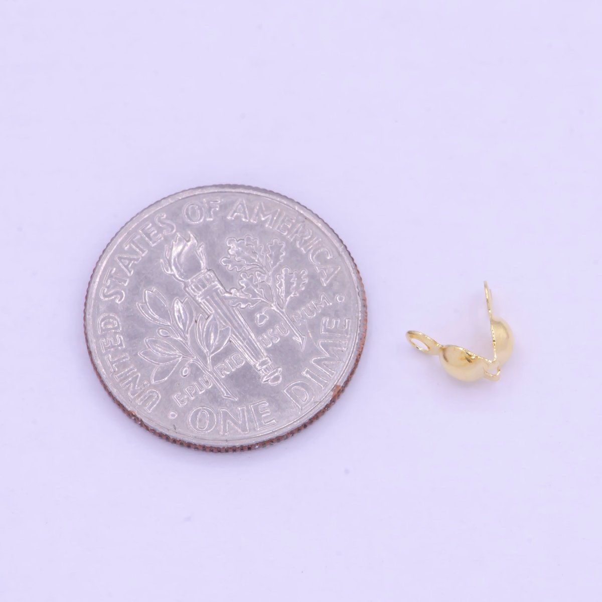 3mm Gold Bead Clamshell Tip Knot Covers Supply L-842 - DLUXCA